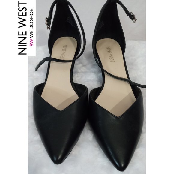 Nine West Shoes - Nine West Women's Black Evenhim Leather Pointed Toe Wedge Pump Sz 6.5